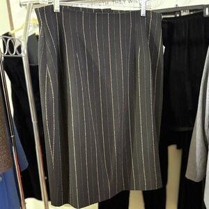 Vintage Emmanuel skirt, black white stripes wool skirt